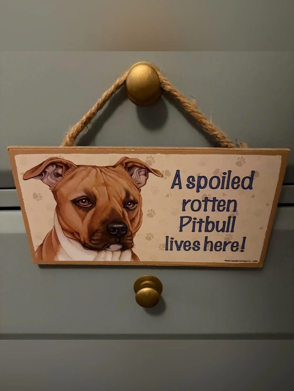 Spoiled Rotten Pitbull Wooden Hone Decor Sign